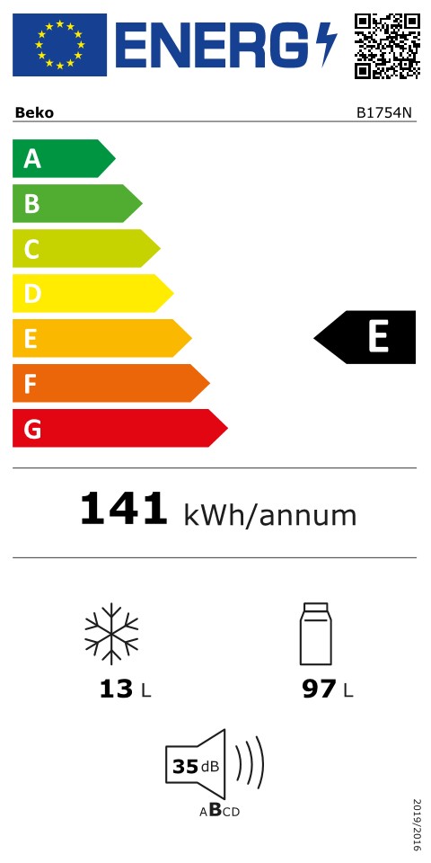 Beko B1754N Energielabel