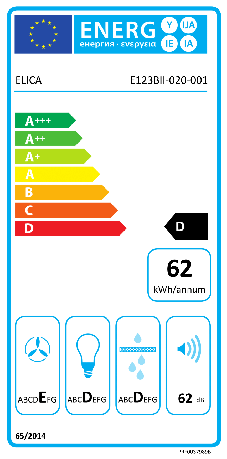 Elica E123BII-020-001 Energielabel