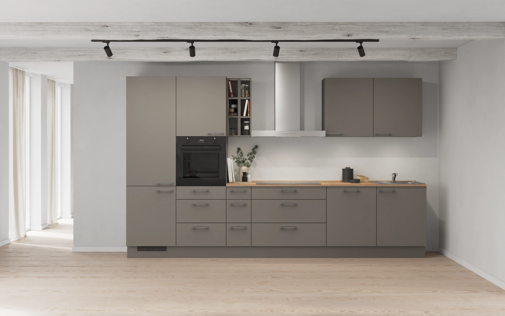 Moderne Nobilia Küche 3,60 m – vormontiert & mit E-Geräten