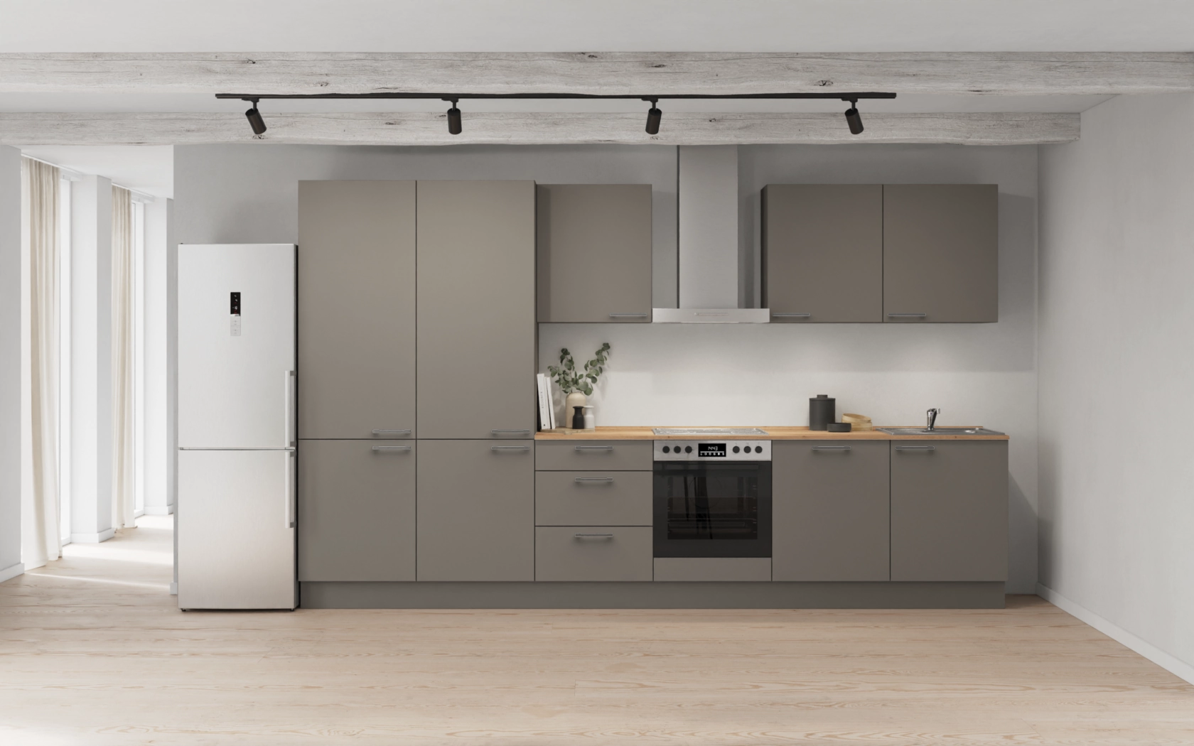 Nobilia Küche 3,60 m – vormontiert & mit Beko E-Geräten